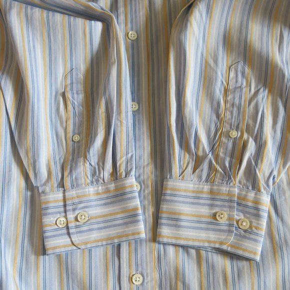 Faconnable Multi Color Stripe Button Down Long Sleeve Shirt - Size 6/17L - Picture 4 of 6